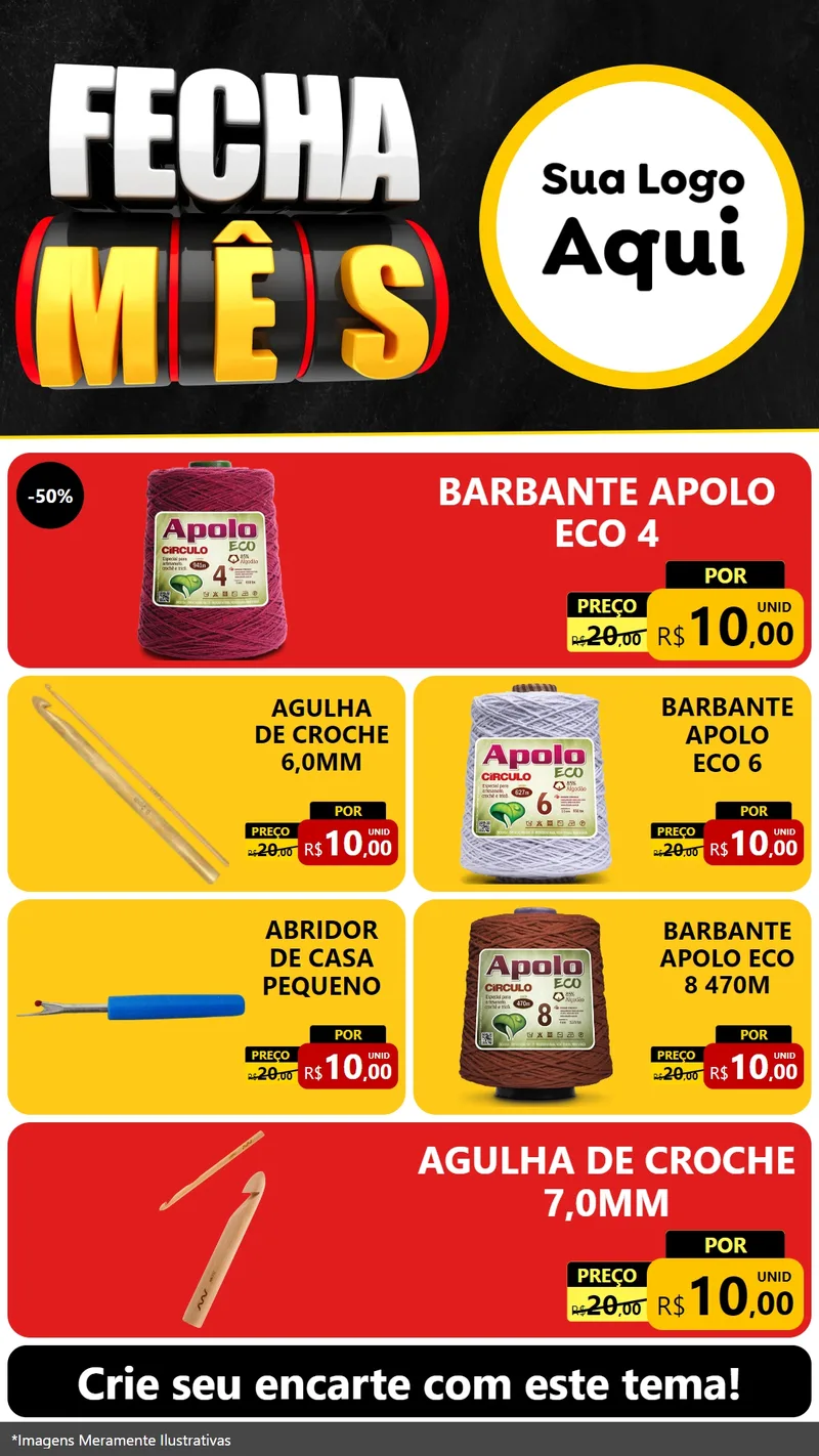 Modelo de TV para TV Vertical com o tema Fecha Mês para Armarinho e Aviamentos