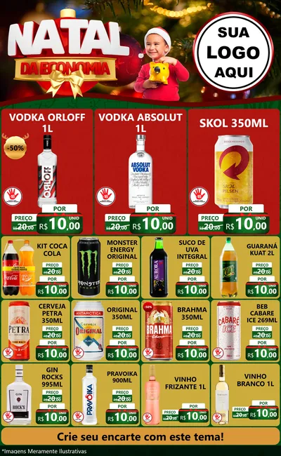 Modelo de Encarte para Encarte Grande com o tema Natal da Economia para Distribuidora de bebidas