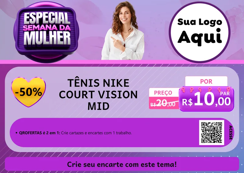 Modelo de Cartaz para Cartaz A4 Horizontal com o tema Especial Semana da Mulher para Calçados