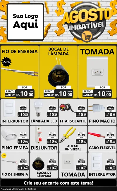 Modelo de Encarte para Encarte Grande com o tema Agosto imbatível para Materiais Elétricos