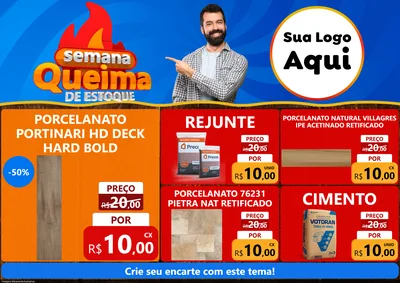 Modelo de Encarte para Encarte A4 Horizontal com o tema Semana Queima de Estoque para Pisos e revestimentos