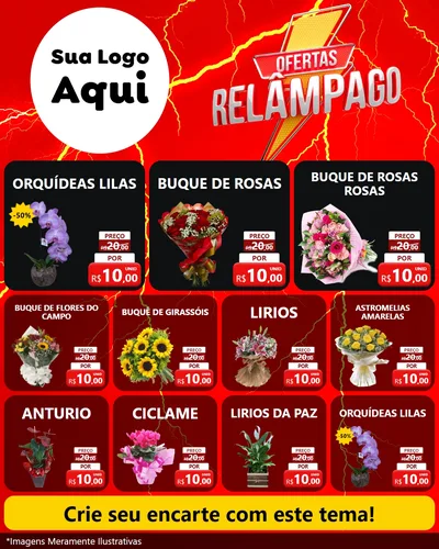 Modelo de Rede Social para Feed Instagram com o tema Ofertas Relâmpago para Floricultura e jardim