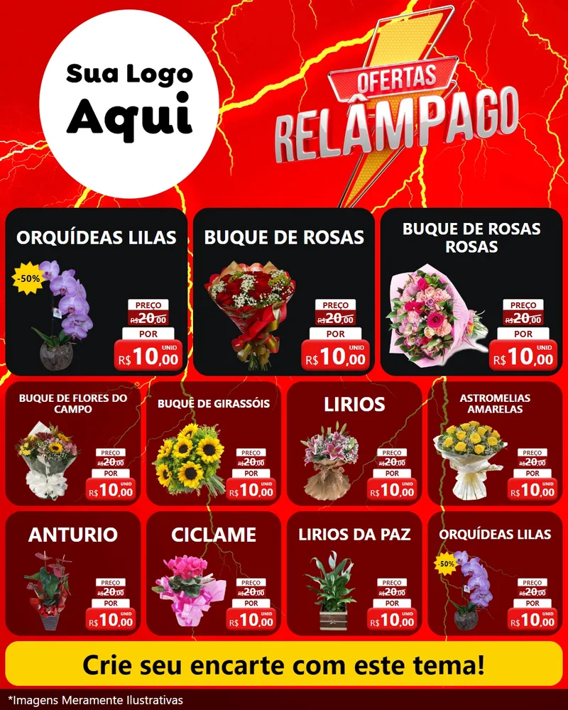 Modelo de Rede Social para Feed Instagram com o tema Ofertas Relâmpago para Floricultura e jardim