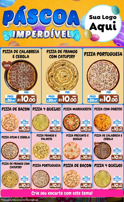 Modelo de Encarte para Encarte Grande com o tema Páscoa Imperdível para Pizzaria