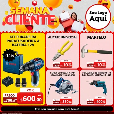 Modelo de Rede Social para Feed Facebook com o tema Semana do Cliente para Maquinas e Ferramentas