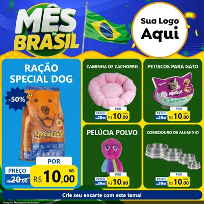 Modelo de Rede Social para Feed Facebook com o tema Mês do Brasil para Pet Shop
