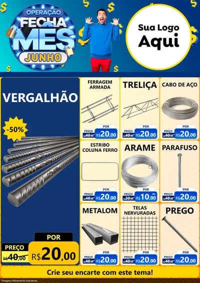 Modelo de Encarte para Encarte A4 Vertical com o tema Operação Fecha Mês, Junho para Ferragens