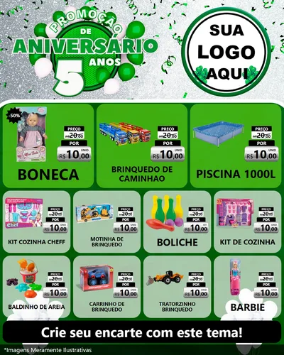 Modelo de Rede Social para Feed Instagram com o tema Promoção de Aniversário - 5 Anos para Brinquedos