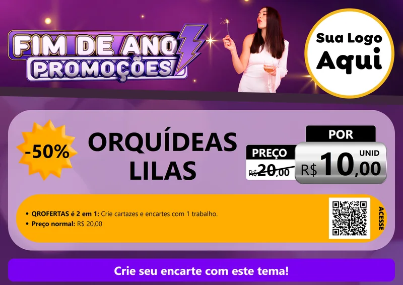 Modelo de Cartaz para Cartaz A4 Horizontal com o tema Fim de Ano Promoções para Floricultura e jardim