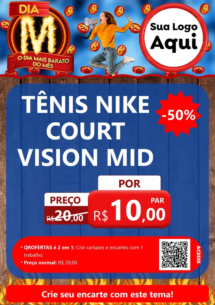 Modelo de Cartaz para Cartaz A4 Vertical com o tema Dia M - O Dia Mais Barato Do Mês para Calçados
