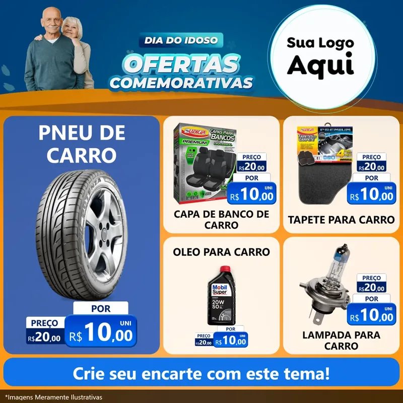 Modelo de Rede Social para Feed Facebook com o tema Dia do Idoso para Auto peças