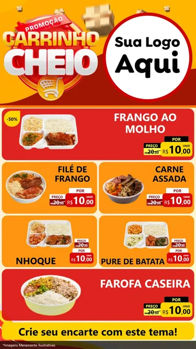 Modelo de TV para TV Vertical com o tema Promoção carrinho cheio para Restaurante
