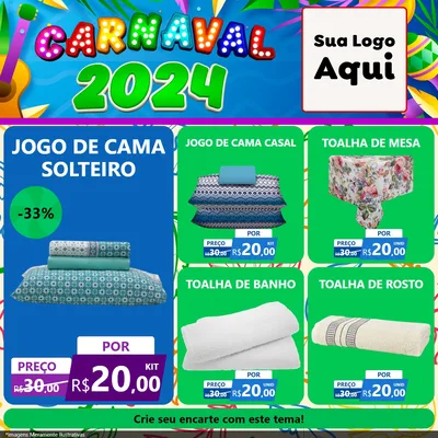 Modelo de Rede Social para Feed Facebook com o tema Carnaval 2027 para Cama, Mesa e Banho
