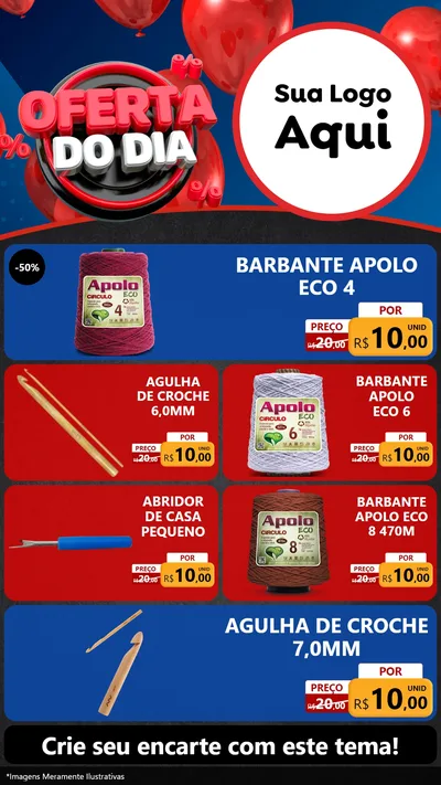Modelo de TV para TV Vertical com o tema Oferta do Dia para Armarinho e Aviamentos