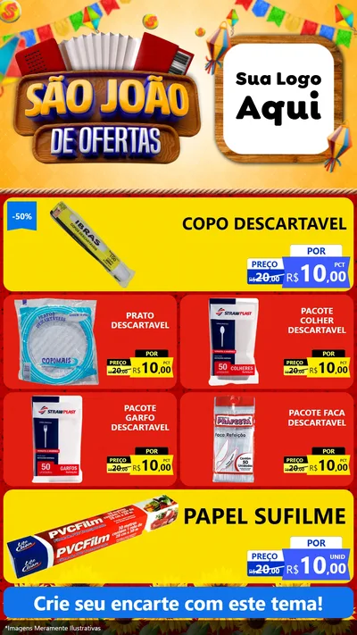Modelo de TV para TV Vertical com o tema São João de Ofertas para Embalagens