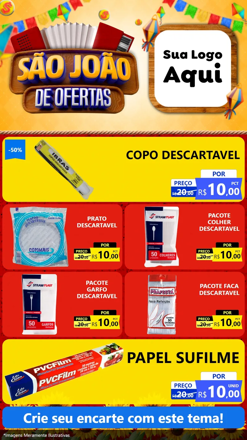 Modelo de TV para TV Vertical com o tema São João de Ofertas para Embalagens