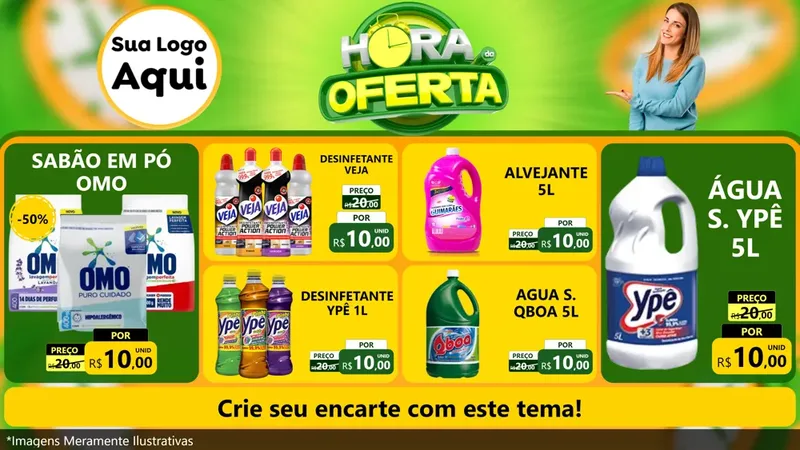 Modelo de TV para TV Horizontal com o tema Hora da Oferta para Produtos de Limpeza