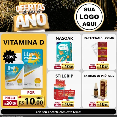 Modelo de Rede Social para Feed Facebook com o tema Ofertas de Fim de Ano para Farmácia