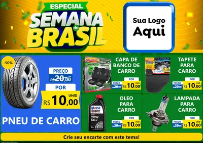 Modelo de Encarte para Encarte A4 Horizontal com o tema Especial Semana do Brasil para Auto peças