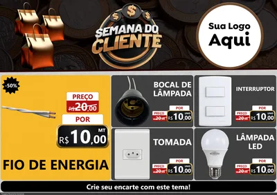 Modelo de Encarte para Encarte A4 Horizontal com o tema Semana do Cliente para Materiais Elétricos