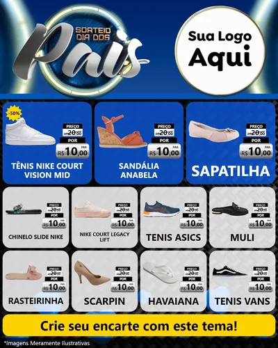 Modelo de Rede Social para Feed Instagram com o tema Sorteio Dia Dos Pais para Calçados