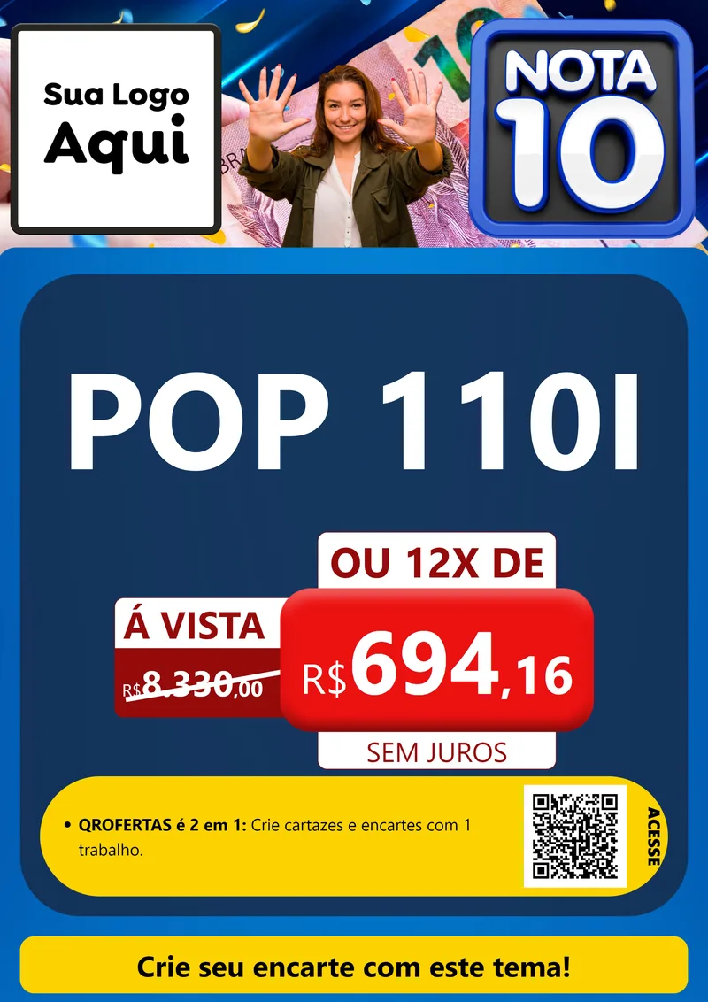 Modelo de Cartaz para Cartaz A4 Vertical com o tema Nota 10 para Concessionaria de Motos