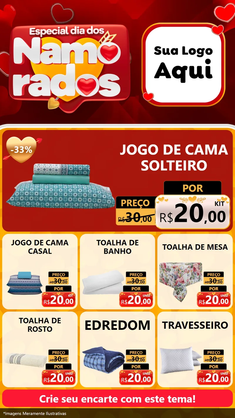 Modelo de Rede Social para Stories com o tema Especial Dia dos Namorados para Cama, Mesa e Banho