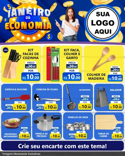 Modelo de Rede Social para Feed Instagram com o tema Janeiro da Economia para Utilidades Domésticas