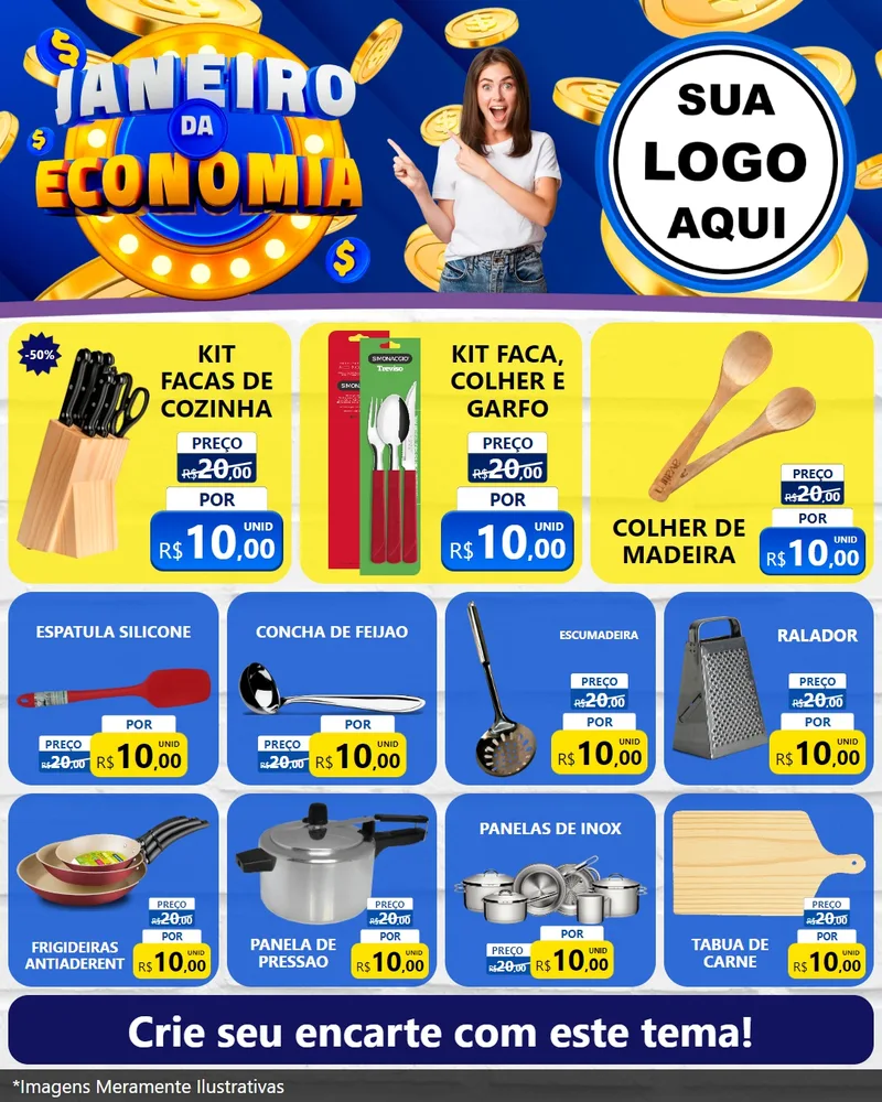 Modelo de Rede Social para Feed Instagram com o tema Janeiro da Economia para Utilidades Domésticas