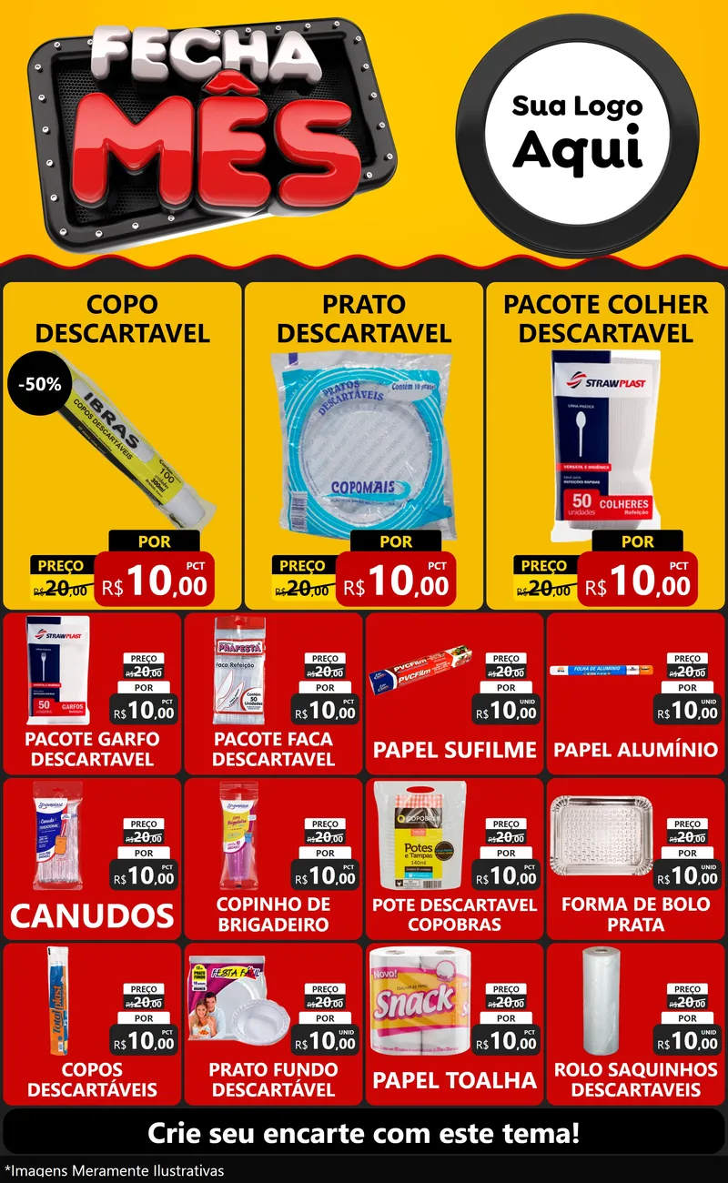 Modelo de Encarte para Encarte Grande com o tema Fecha Mês para Embalagens