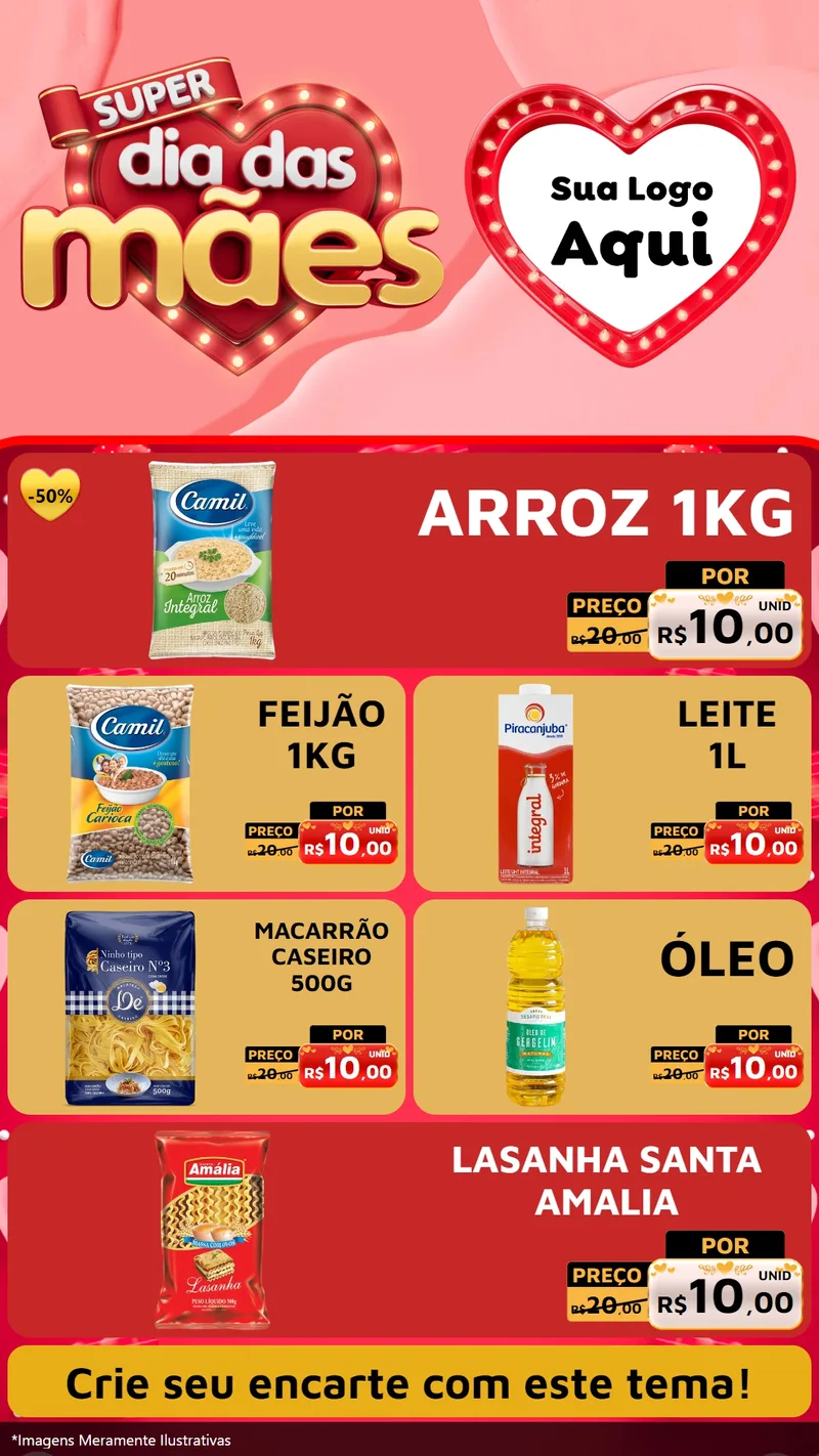 Modelo de TV para TV Vertical com o tema Super Dia Das Mães para Supermercado