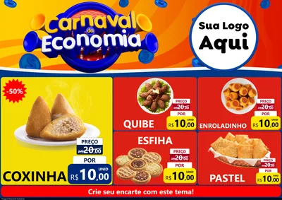 Modelo de Encarte para Encarte A4 Horizontal com o tema Carnaval da Economia para Salgadaria