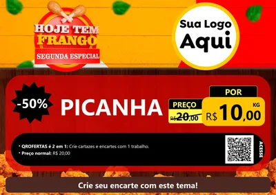 Modelo de Cartaz para Cartaz A4 Horizontal com o tema Hoje tem Frango Segunda Especial para Açougue