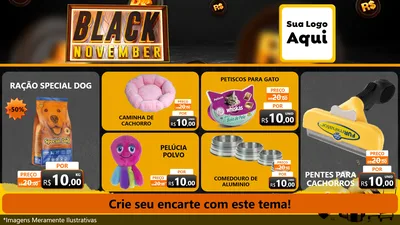 Modelo de TV para TV Horizontal com o tema Black November para Pet Shop