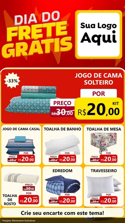 Modelo de Rede Social para Stories com o tema Dia do Frete Grátis para Cama, Mesa e Banho