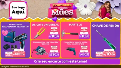 Modelo de TV para TV Horizontal com o tema Promoção Dia das Mães para Maquinas e Ferramentas