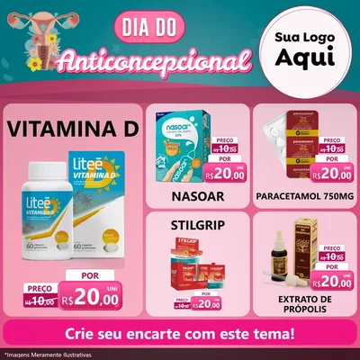 Modelo de Rede Social para Feed Facebook com o tema Dia do anticoncepcional para Farmácia