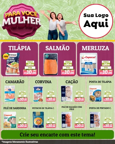 Modelo de Rede Social para Feed Instagram com o tema Para Você Mulher para Peixaria