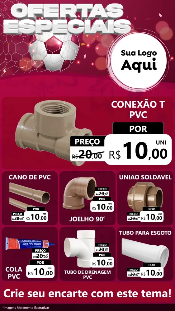 Modelo de Rede Social para Stories com o tema Ofertas Especiais - Futebol para Tubos e conexões