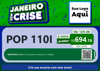 Modelo de Cartaz para Cartaz A4 Horizontal com o tema Janeiro Sem Crise para Concessionaria de Motos