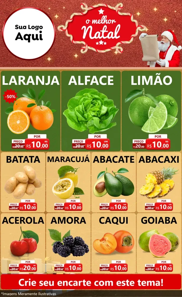 Modelo de Encarte para Encarte Grande com o tema O Melhor Natal para Hortifrúti