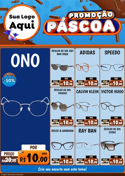 Modelo de Encarte para Encarte A4 Vertical com o tema Promoção Páscoa para Óticas