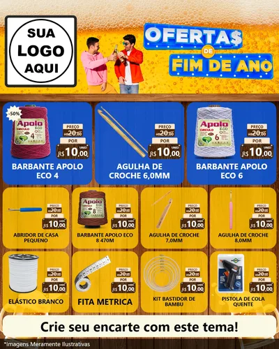 Modelo de Rede Social para Feed Instagram com o tema Ofertas de Fim de Ano para Armarinho e Aviamentos