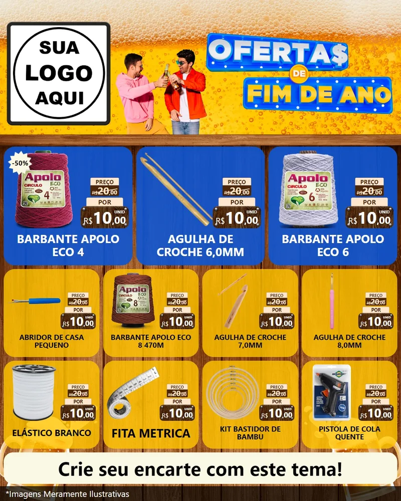 Modelo de Rede Social para Feed Instagram com o tema Ofertas de Fim de Ano para Armarinho e Aviamentos