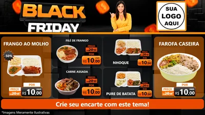 Modelo de TV para TV Horizontal com o tema Black Friday para Restaurante