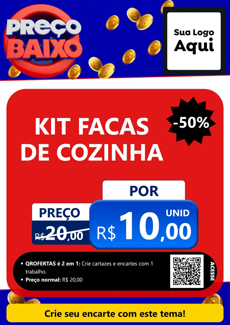 Modelo de Cartaz para Cartaz A4 Vertical com o tema Preço Baixo para Utilidades Domésticas