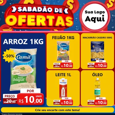Modelo de Rede Social para Feed Facebook com o tema Sabadão de Ofertas para Supermercado