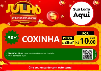Modelo de Cartaz para Cartaz A4 Horizontal com o tema Julho Ofertas Imbatíveis para Salgadaria