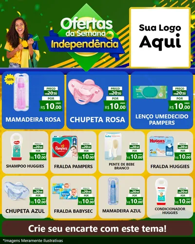 Modelo de Rede Social para Feed Instagram com o tema Ofertas da Semana da Independência para Bebês