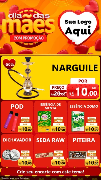 Modelo de Rede Social para Stories com o tema Dia das Mães com Promoção para Tabacaria